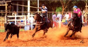 Marido e mulher juntos na paixão pelo Team Roping!