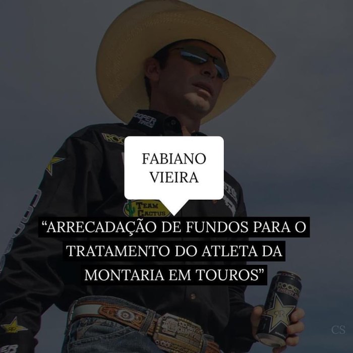 Família e amigos criam ‘vaquinha’ para ajudar o brasileiro Fabiano Vieira. Ídolo mundial do esporte Montaria em Touros está hospitalizado