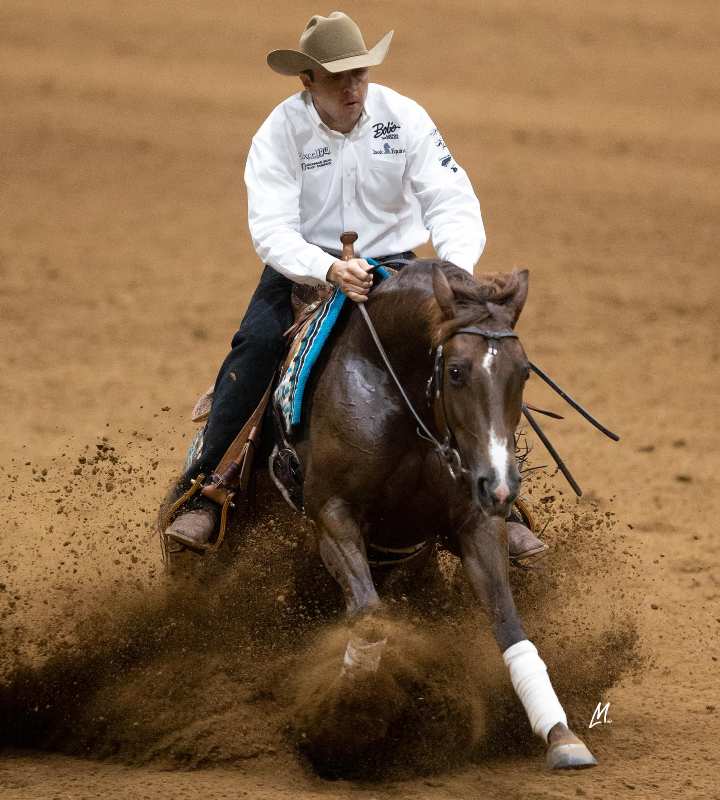 Brasileiro Eduardo Salgado venceu o Tamarack Ranch Developing Horse Futurity, nos níveis 3 e 2, montando Theoneyourelookinfor, em Tulsa