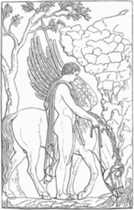 Conta a lenda que o cavalo Pégaso era filho de Medusa e Poseidon; também representava criatividade de espírito, imaginação e imortalidade