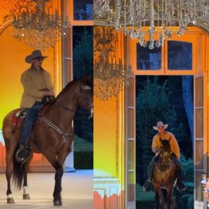 Post Malone estreia marca em Paris com desfile que teve entrada triunfal a cavalo