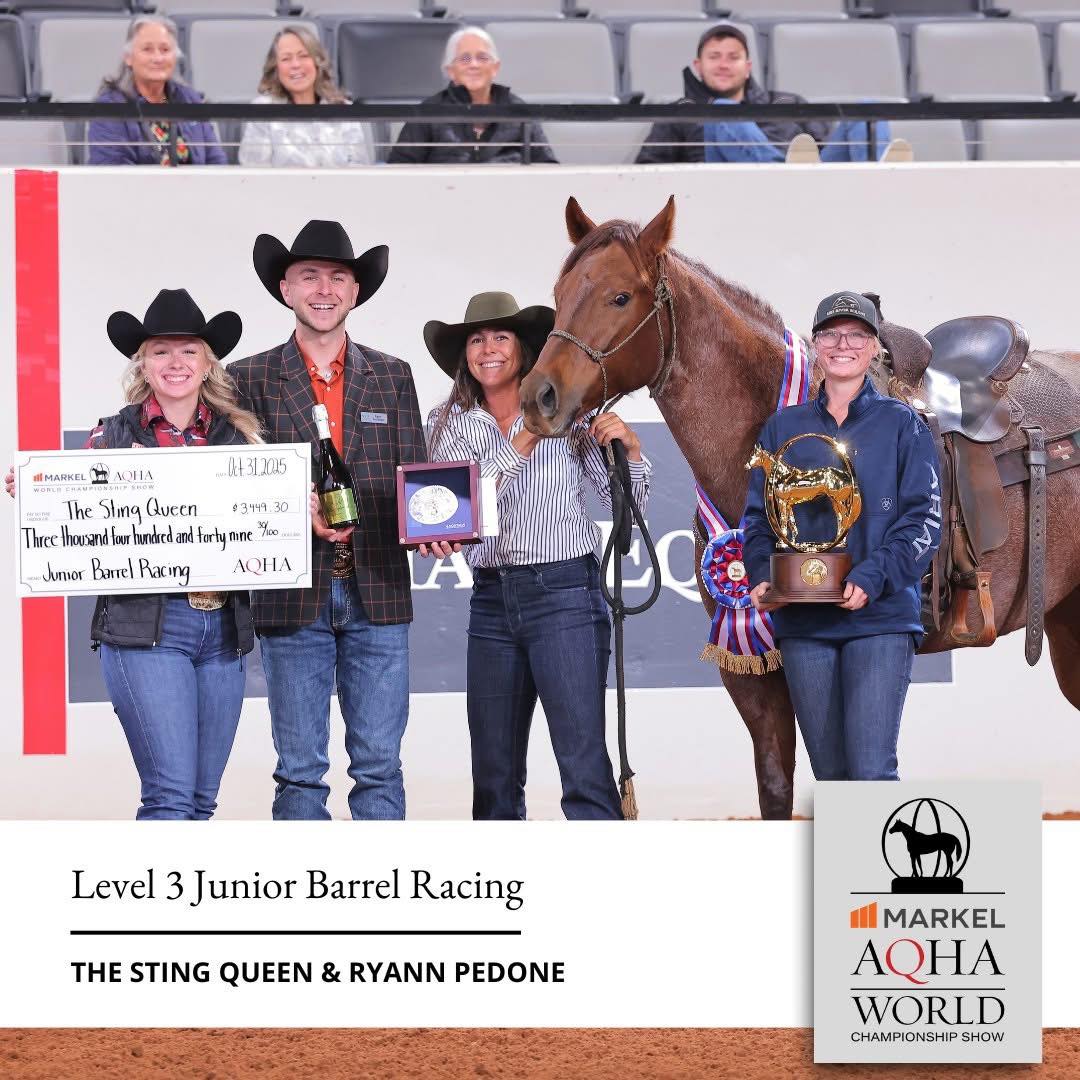 Pedone, Hall, Karkula-Warnock e Wherrell conquistam mundial AQHA nos Três Tambores